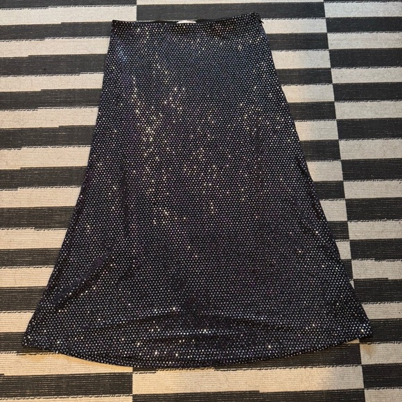 Urban Outfitters Black Sequin Maxi Skirt A-Line Cocktail - Picture 1 of 2